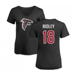 Football Women's Atlanta Falcons #18 Calvin Ridley Black Name & Number Logo T-Shirt