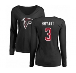 Football Women's Atlanta Falcons #3 Matt Bryant Black Name & Number Logo Long Sleeve T-Shirt