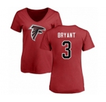 Football Women's Atlanta Falcons #3 Matt Bryant Red Name & Number Logo T-Shirt