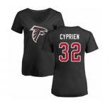 Football Women's Atlanta Falcons #32 Johnathan Cyprien Black Name & Number Logo T-Shirt