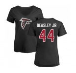 Football Women's Atlanta Falcons #44 Vic Beasley Black Name & Number Logo T-Shirt