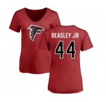Football Women's Atlanta Falcons #44 Vic Beasley Red Name & Number Logo T-Shirt