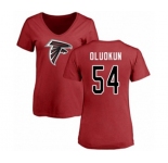 Football Women's Atlanta Falcons #54 Foye Oluokun Red Name & Number Logo T-Shirt