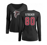 Football Women's Atlanta Falcons #80 Luke Stocker Black Name & Number Logo Long Sleeve T-Shirt