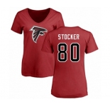 Football Women's Atlanta Falcons #80 Luke Stocker Red Name & Number Logo T-Shirt