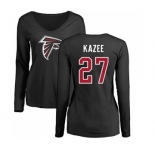 NFL Women's Nike Atlanta Falcons #27 Damontae Kazee Black Name & Number Logo Long Sleeve T-Shirt