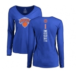 NBA Women's Nike New York Knicks #1 Emmanuel Mudiay Royal Blue Backer Long Sleeve T-Shirt