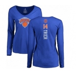 NBA Women's Nike New York Knicks #14 Allonzo Trier Royal Blue Backer Long Sleeve T-Shirt