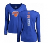 NBA Women's Nike New York Knicks #21 Damyean Dotson Royal Blue Backer Long Sleeve T-Shirt