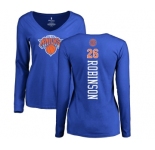 NBA Women's Nike New York Knicks #26 Mitchell Robinson Royal Blue Backer Long Sleeve T-Shirt