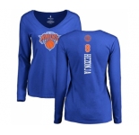 NBA Women's Nike New York Knicks #8 Mario Hezonja Royal Blue Backer Long Sleeve T-Shirt
