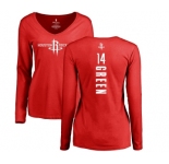 NBA Women's Nike Houston Rockets #14 Gerald Green Red Backer Long Sleeve T-Shirt