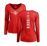 NBA Women's Nike Houston Rockets #17 PJ Tucker Red Backer Long Sleeve T-Shirt