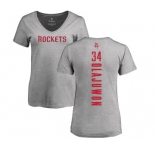 NBA Women's Nike Houston Rockets #34 Hakeem Olajuwon Ash Backer T-Shirt