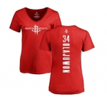 NBA Women's Nike Houston Rockets #34 Hakeem Olajuwon Red Backer T-Shirt