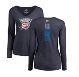 NBA Women's Nike Oklahoma City Thunder #12 Steven Adams Navy Blue Backer Long Sleeve T-Shirt