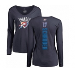 NBA Women's Nike Oklahoma City Thunder #17 Dennis Schroder Navy Blue Backer Long Sleeve T-Shirt