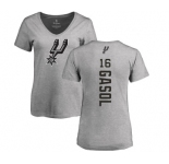 NBA Women's Nike San Antonio Spurs #16 Pau Gasol Ash Backer T-Shirt