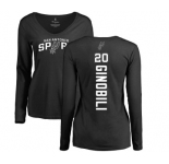 NBA Women's Nike San Antonio Spurs #20 Manu Ginobili Black Backer Long Sleeve T-Shirt