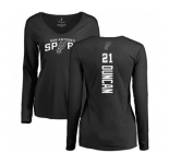 NBA Women's Nike San Antonio Spurs #21 Tim Duncan Black Backer Long Sleeve T-Shirt