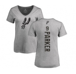 NBA Women's Nike San Antonio Spurs #9 Tony Parker Ash Backer T-Shirt
