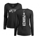 NBA Women's Nike San Antonio Spurs #9 Tony Parker Black Backer Long Sleeve T-Shirt