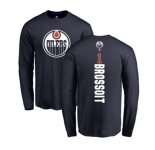 NHL Adidas Edmonton Oilers #1 Laurent Brossoit Navy Blue Backer Long Sleeve T-Shirt
