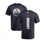 NHL Adidas Edmonton Oilers #1 Laurent Brossoit Navy Blue Backer T-Shirt
