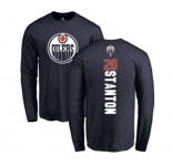 NHL Adidas Edmonton Oilers #20 Ryan Stanton Navy Blue Backer Long Sleeve T-Shirt