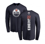 NHL Adidas Edmonton Oilers #22 Jean-Francois Jacques Navy Blue Backer Long Sleeve T-Shirt