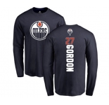 NHL Adidas Edmonton Oilers #27 Boyd Gordon Navy Blue Backer Long Sleeve T-Shirt