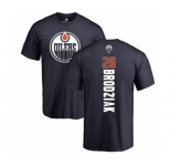 NHL Adidas Edmonton Oilers #28 Kyle Brodziak Navy Blue Backer T-Shirt