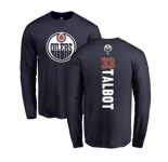 NHL Adidas Edmonton Oilers #33 Cam Talbot Navy Blue Backer Long Sleeve T-Shirt