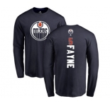 NHL Adidas Edmonton Oilers #5 Mark Fayne Navy Blue Backer Long Sleeve T-Shirt