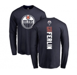 NHL Adidas Edmonton Oilers #51 Brian Ferlin Navy Blue Backer Long Sleeve T-Shirt