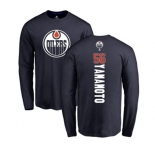 NHL Adidas Edmonton Oilers #56 Kailer Yamamoto Navy Blue Backer Long Sleeve T-Shirt