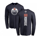 NHL Adidas Edmonton Oilers #60 Olivier Rodrigue Navy Blue Backer Long Sleeve T-Shirt