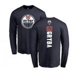 NHL Adidas Edmonton Oilers #62 Eric Gryba Navy Blue Backer Long Sleeve T-Shirt