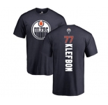 NHL Adidas Edmonton Oilers #77 Oscar Klefbom Navy Blue Backer T-Shirt
