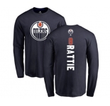 NHL Adidas Edmonton Oilers #8 Ty Rattie Navy Blue Backer Long Sleeve T-Shirt
