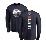 NHL Adidas Edmonton Oilers #81 Yohann Auvitu Navy Blue Backer Long Sleeve T-Shirt