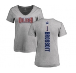 NHL Women Adidas Edmonton Oilers #1 Laurent Brossoit Ash Backer T-Shirt