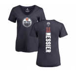 NHL Women Adidas Edmonton Oilers #11 Mark Messier Navy Blue Backer Slim Fit V-Neck T-Shirt