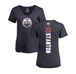 NHL Women Adidas Edmonton Oilers #20 Ryan Stanton Navy Blue Backer Slim Fit V-Neck T-Shirt