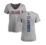 NHL Women Adidas Edmonton Oilers #22 Jean-Francois Jacques Ash Backer T-Shirt