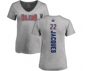 NHL Women Adidas Edmonton Oilers #22 Jean-Francois Jacques Ash Backer T-Shirt
