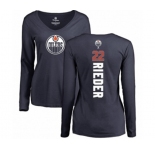 NHL Women Adidas Edmonton Oilers #22 Tobias Rieder Navy Blue Backer Slim Fit Long Sleeve T-Shirt