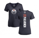 NHL Women Adidas Edmonton Oilers #26 Iiro Pakarinen Navy Blue Backer Slim Fit V-Neck T-Shirt