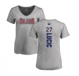 NHL Women Adidas Edmonton Oilers #27 Milan Lucic Ash Backer T-Shirt