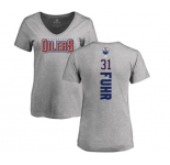 NHL Women Adidas Edmonton Oilers #31 Grant Fuhr Ash Backer T-Shirt